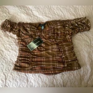 Brown off the shoulder top